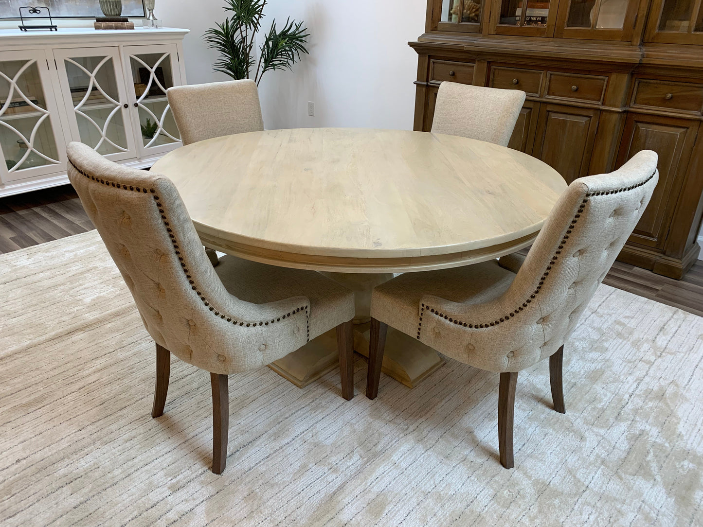 Weston 60" Acacia Round Dining Table - New White Wash