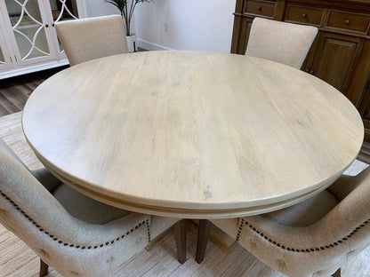 Weston 60" Acacia Round Dining Table - New White Wash