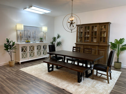 Malcolm Acacia 84" Live Edge Dining Table - Natural + Black