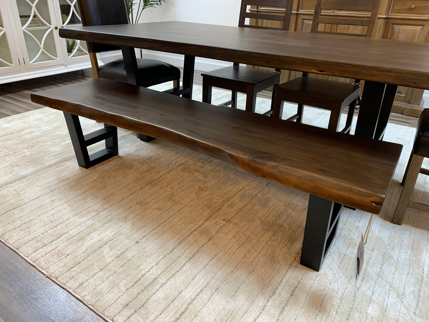 Malcolm 72" Acacia Live Edge Dining Bench - Natural + Black