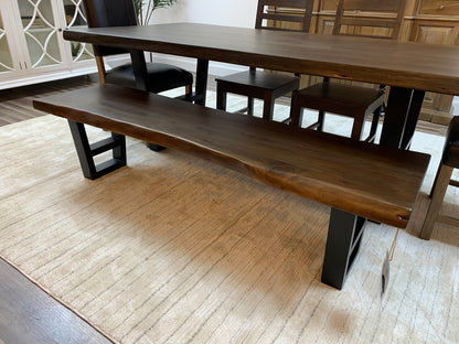 Malcolm 72" Acacia Live Edge Dining Bench - Natural + Black