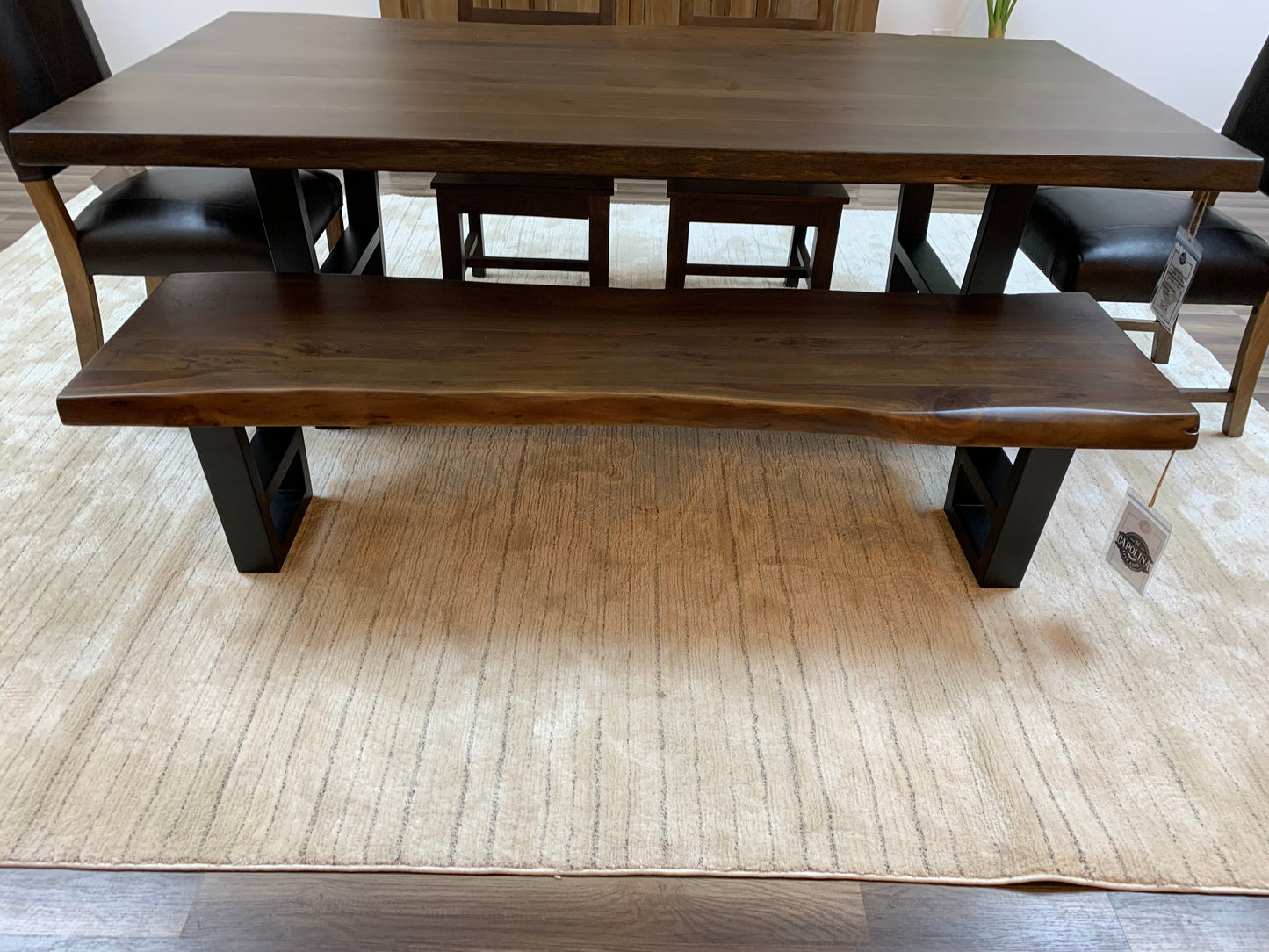 Malcolm 72" Acacia Live Edge Dining Bench - Natural + Black