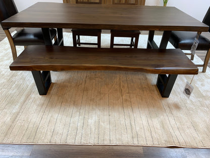 Malcolm 72" Acacia Live Edge Dining Bench - Natural + Black