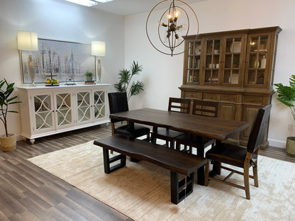 Malcolm Acacia 72" Live Edge Dining Table - Natural + Black