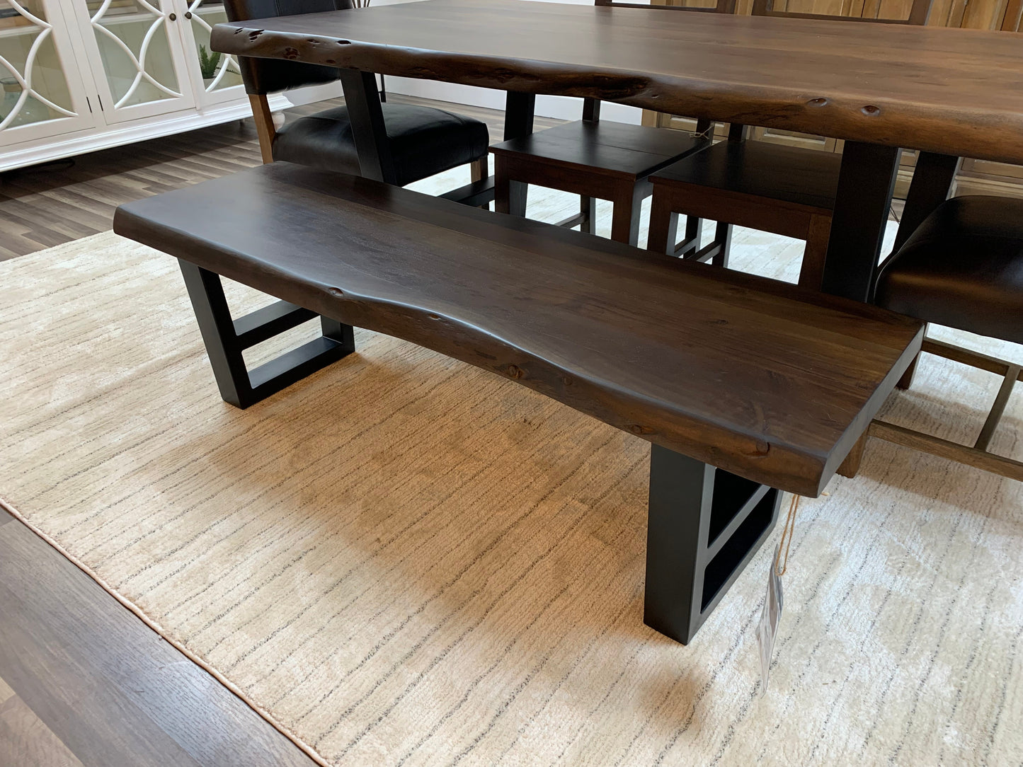 Malcolm 60" Acacia Live Edge Dining Bench - Natural + Black