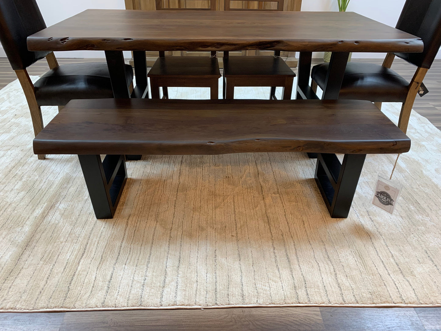 Malcolm 60" Acacia Live Edge Dining Bench - Natural + Black