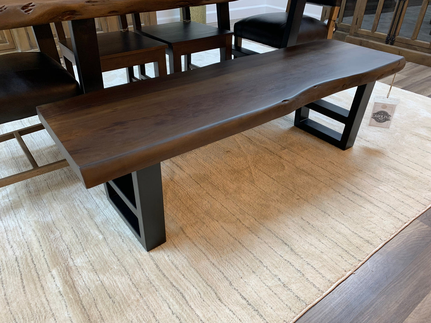 Malcolm 60" Acacia Live Edge Dining Bench - Natural + Black