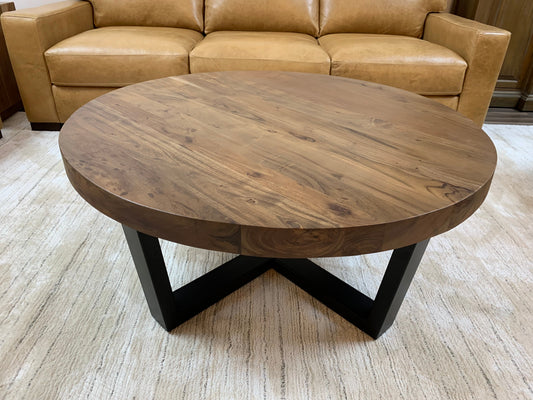 Malcolm Acacia 40″ Round Coffee Table — Natural