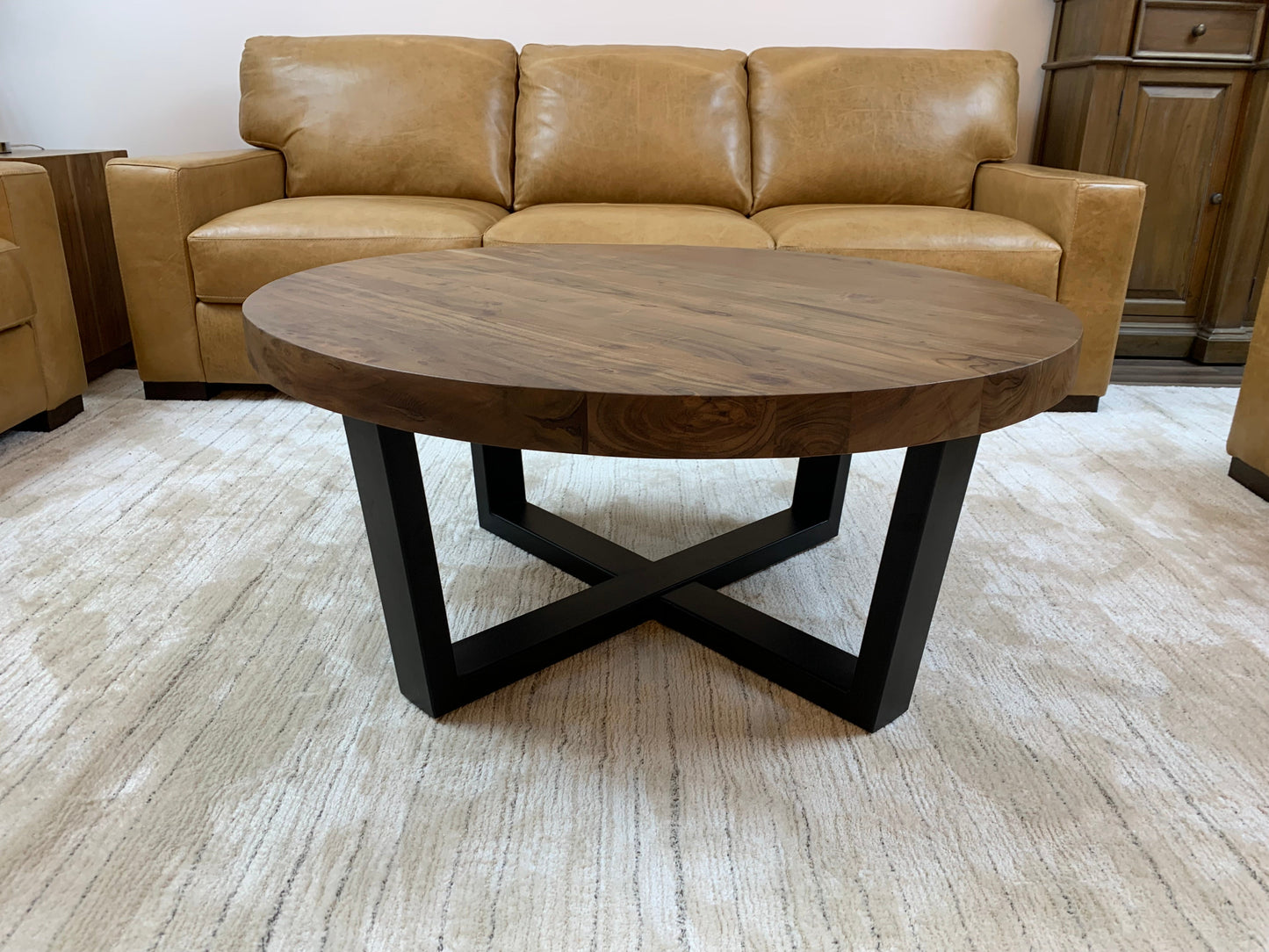 Malcolm Acacia 40" Round Coffee Table - Natural