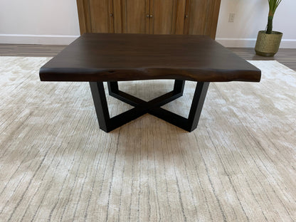 Malcolm Acacia 40" Square Live Edge Coffee Table - Natural + Black