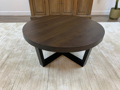 Malcolm Acacia 40" Round Coffee Table - Natural & Black
