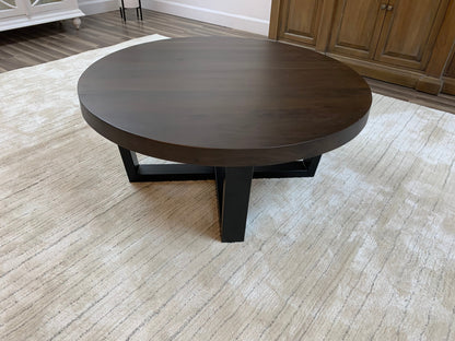 Malcolm Acacia 40" Round Coffee Table - Natural & Black