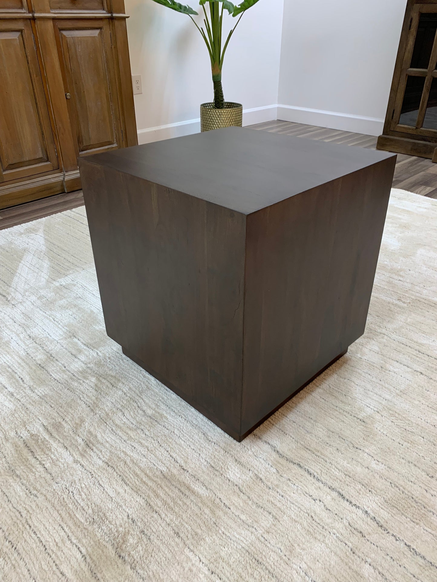 Malcolm Acacia 20" Square End Table - Natural + Black