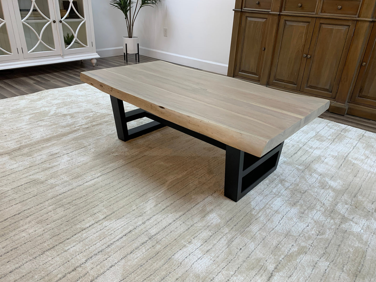 Malcolm Acacia 52" Live Edge Coffee Table - New White Wash