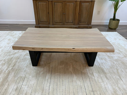 Malcolm Acacia 52" Live Edge Coffee Table - New White Wash