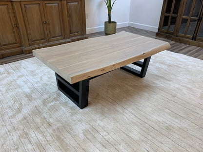 Malcolm Acacia 52" Live Edge Coffee Table - New White Wash