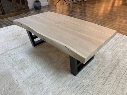 Malcolm Acacia 52" Live Edge Coffee Table - New White Wash