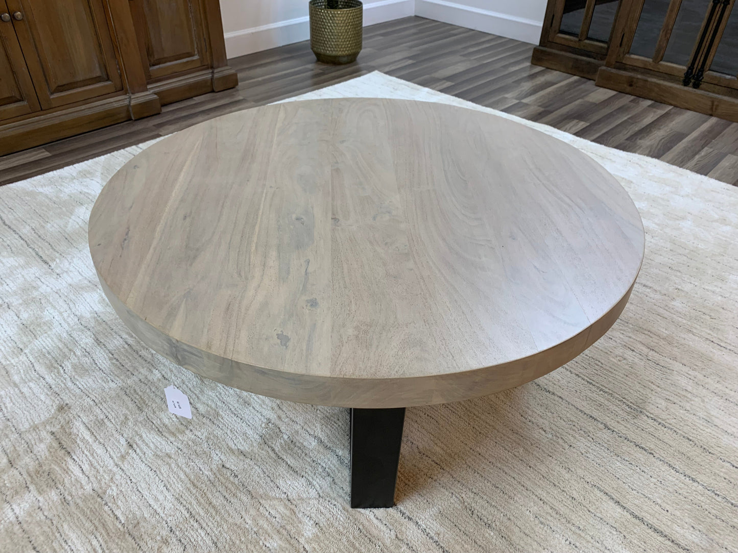 Malcolm Acacia 40" Round Coffee Table - New White Wash