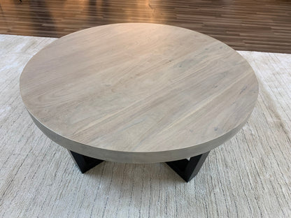 Malcolm Acacia 40" Round Coffee Table - New White Wash