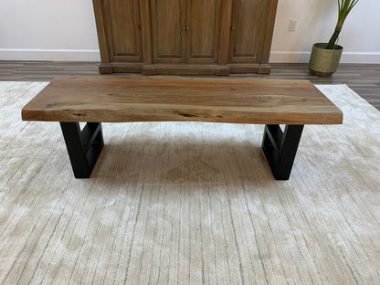Malcolm 60" Acacia Live Edge Dining Bench - Natural