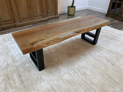 Malcolm 60" Acacia Live Edge Dining Bench - Natural