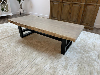 Malcolm Acacia 60" Live Edge Coffee Table - New White Wash