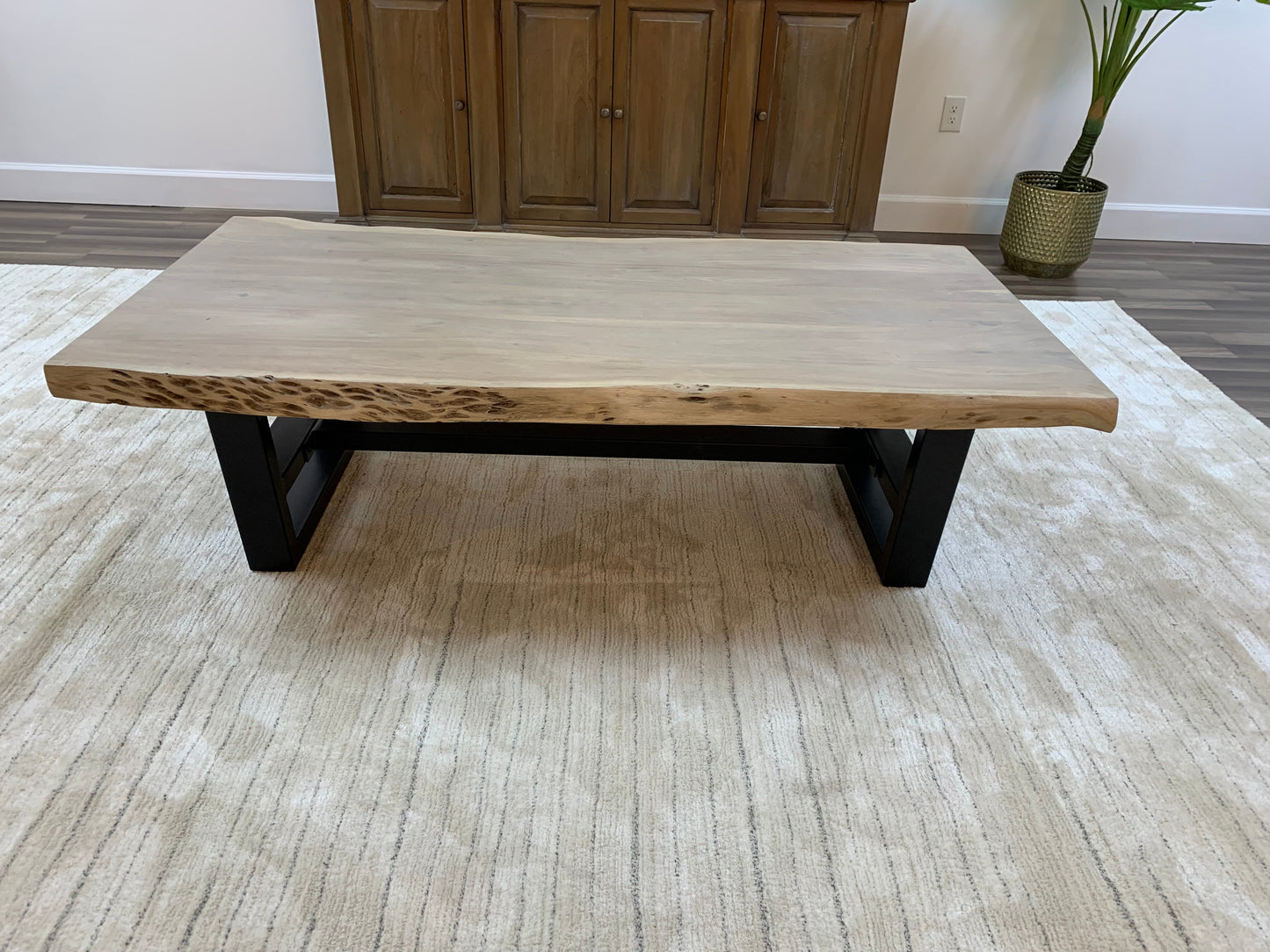 Malcolm Acacia 60" Live Edge Coffee Table - New White Wash