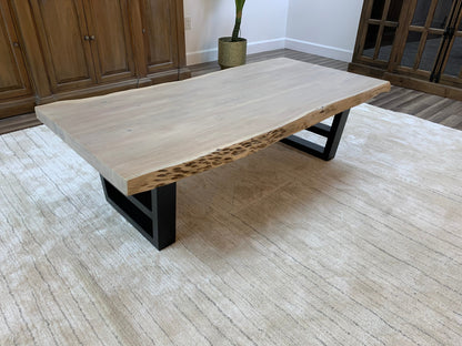 Malcolm Acacia 60" Live Edge Coffee Table - New White Wash