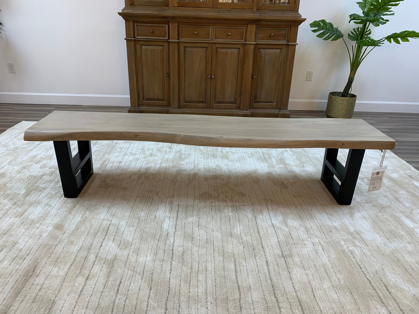 Malcolm 84" Acacia Live Edge Dining Bench - New White Wash