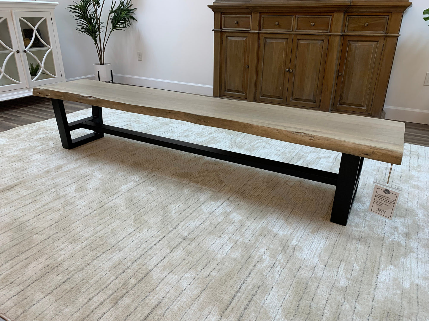 Malcolm 96" Acacia Live Edge Dining Bench - New White Wash