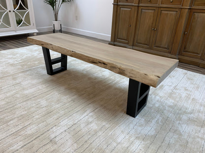 Malcolm 60" Acacia Live Edge Dining Bench - New White Wash