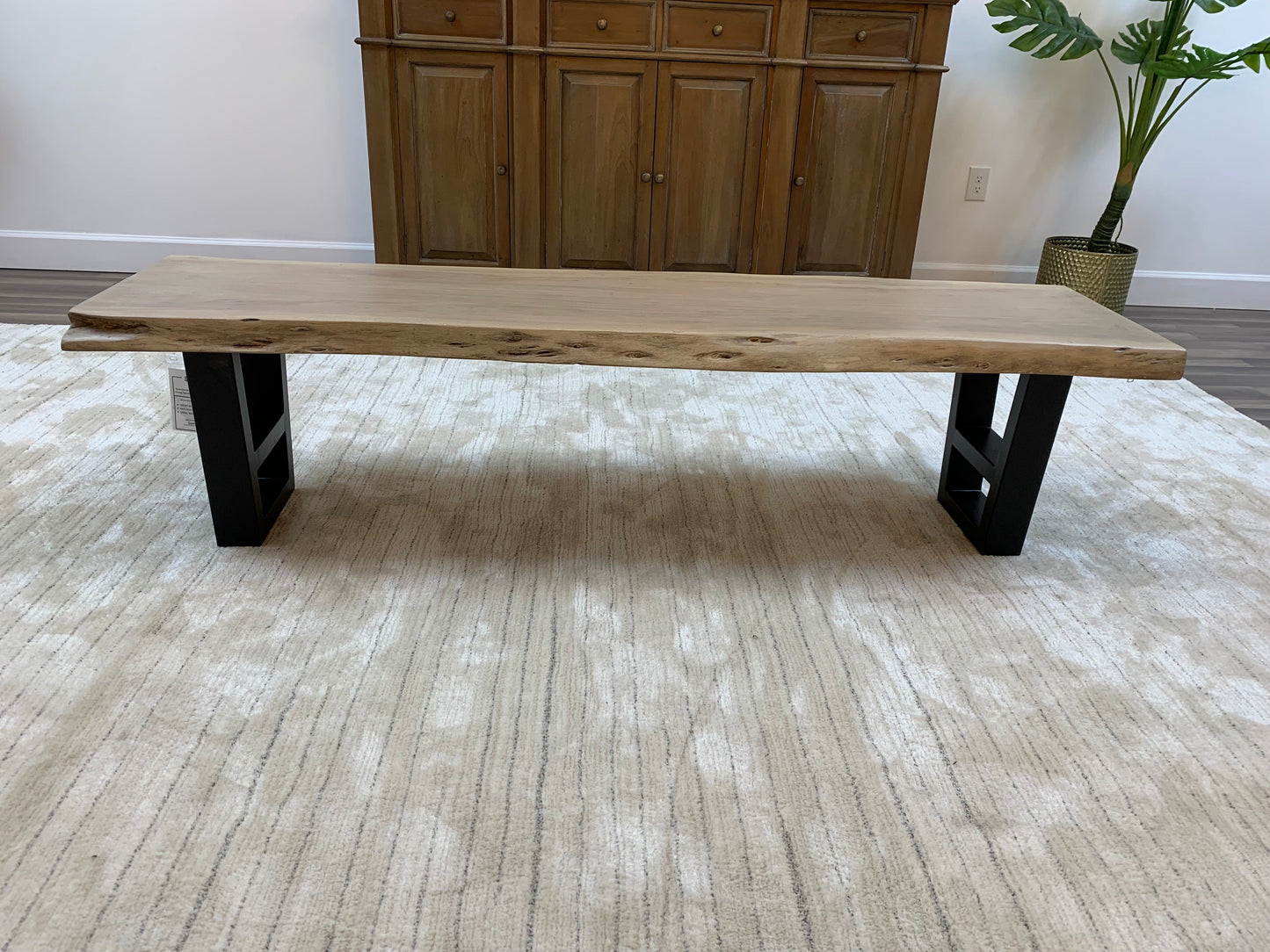 Malcolm 72" Acacia Live Edge Dining Bench - New White Wash