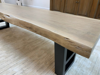 Malcolm 72" Acacia Live Edge Dining Bench - New White Wash