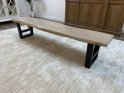 Malcolm 84" Acacia Live Edge Dining Bench - New White Wash