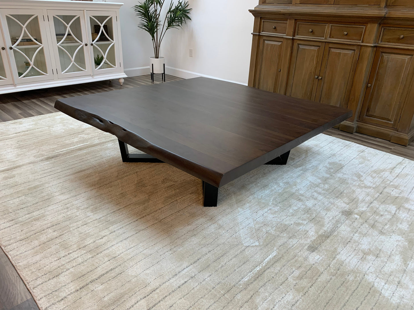 Malcolm Acacia 60" Square Live Edge Coffee Table - Natural + Black