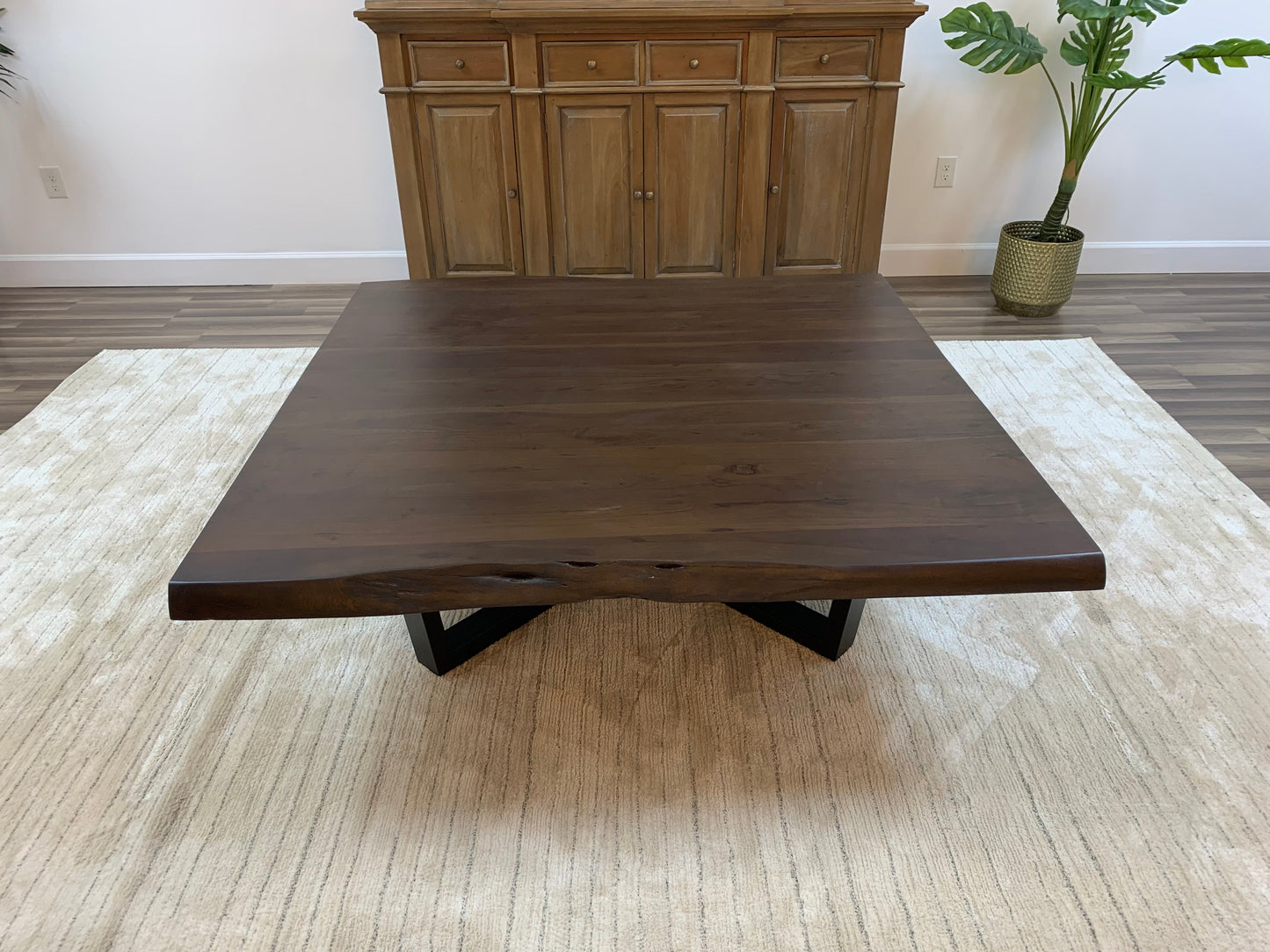 Malcolm Acacia 60" Square Live Edge Coffee Table - Natural + Black