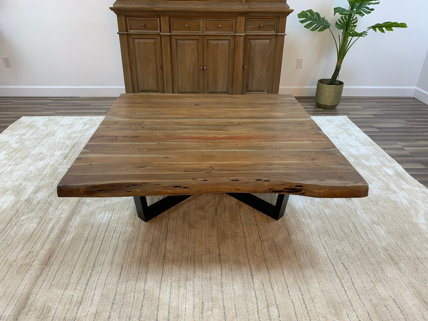 Malcolm Acacia 60" Square Live Edge Coffee Table - Natural + Gray