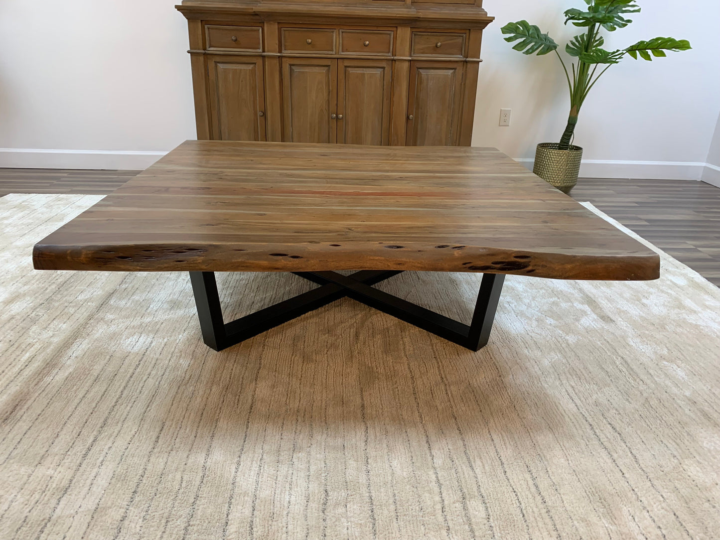 Malcolm Acacia 60" Square Live Edge Coffee Table - Natural + Gray