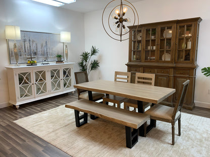 Malcolm Acacia 72' Live Edge Dining Table - New White Wash