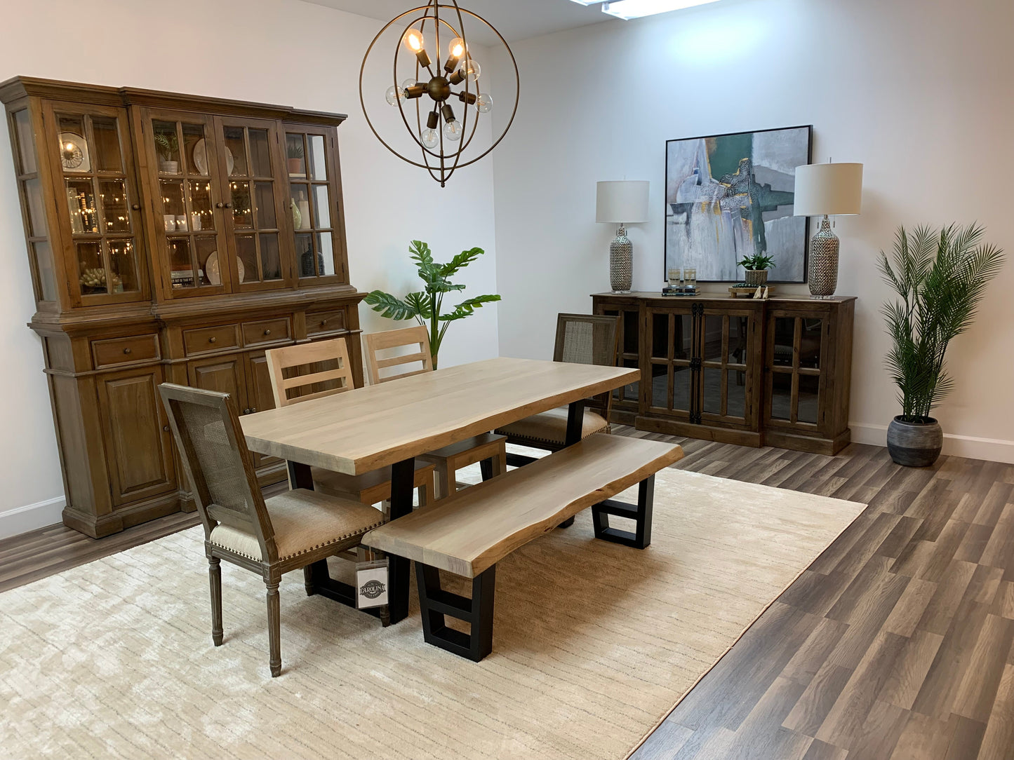 Malcolm Acacia 72' Live Edge Dining Table - New White Wash