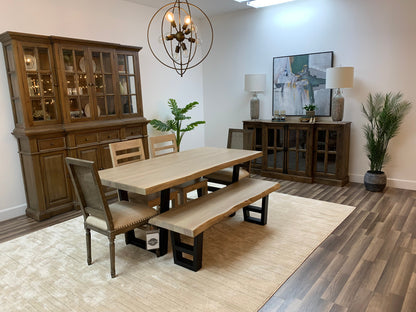 Malcolm Acacia 72' Live Edge Dining Table - New White Wash