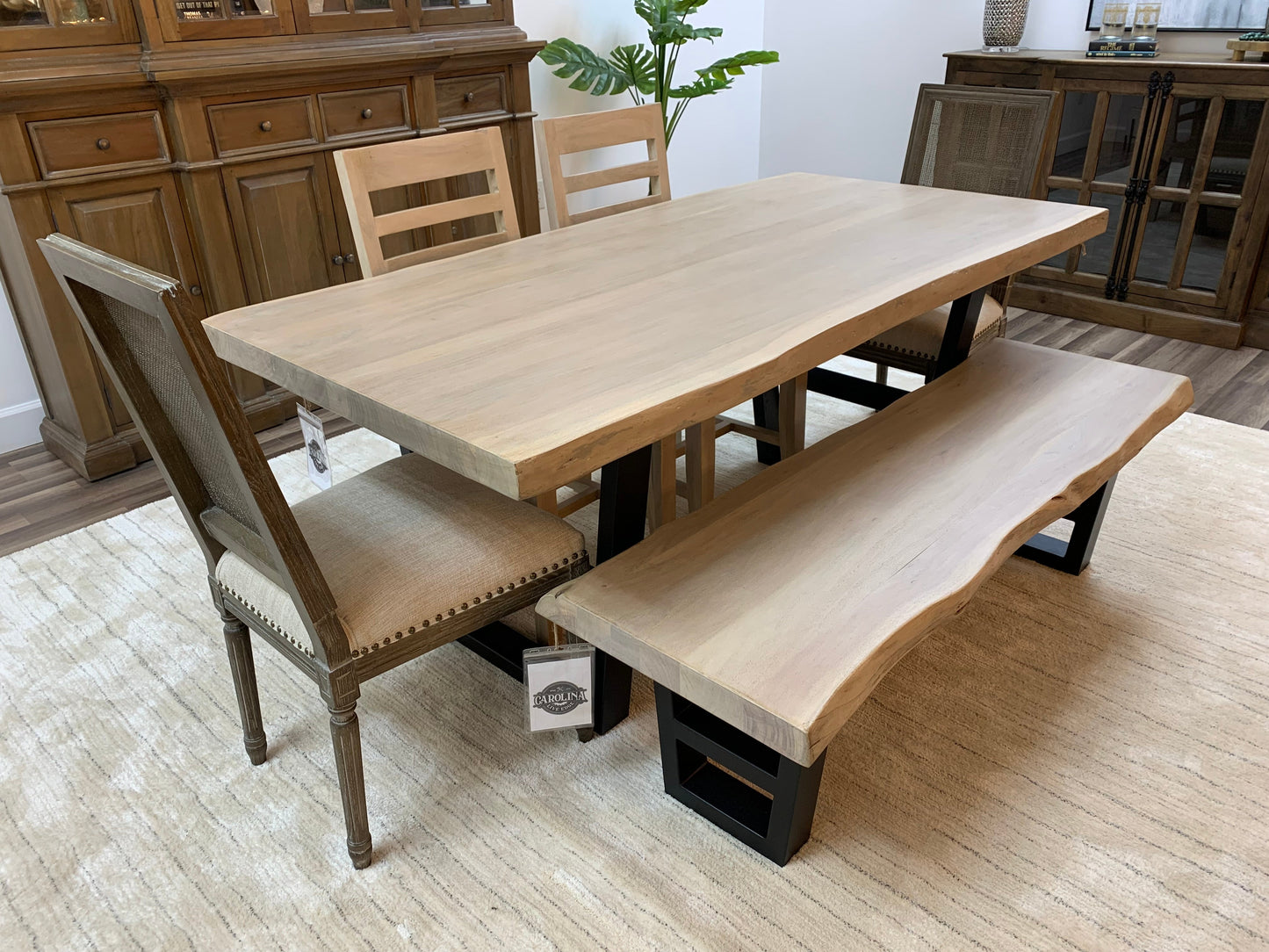 Malcolm Acacia 72' Live Edge Dining Table - New White Wash