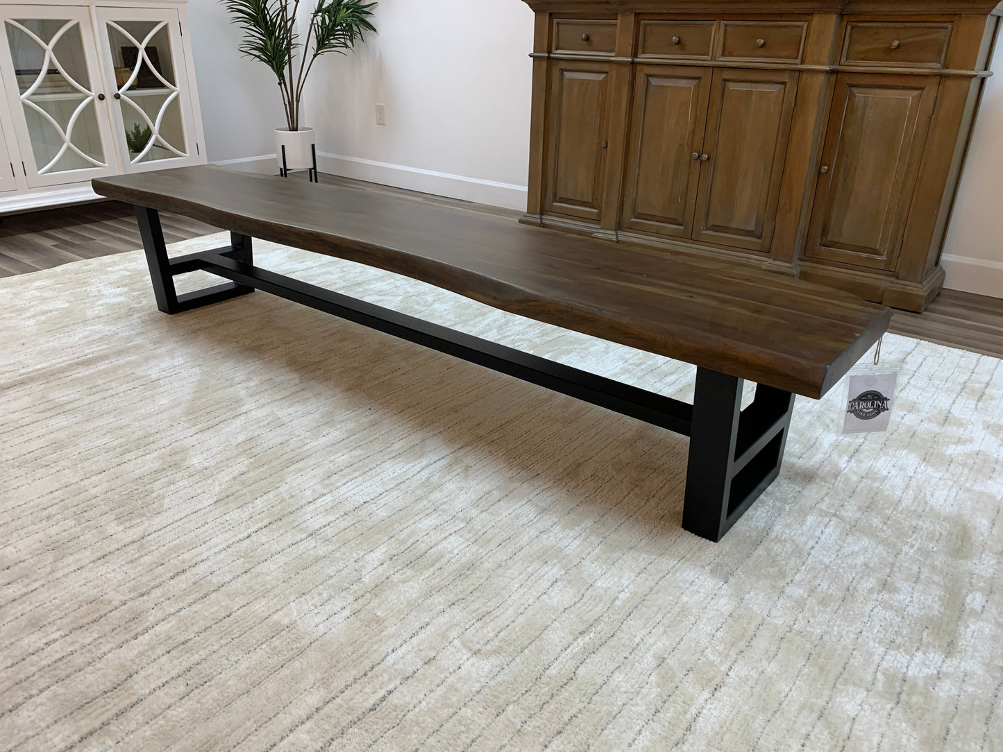 Malcolm 96" Acacia Live Edge Dining Bench - Natural + Black