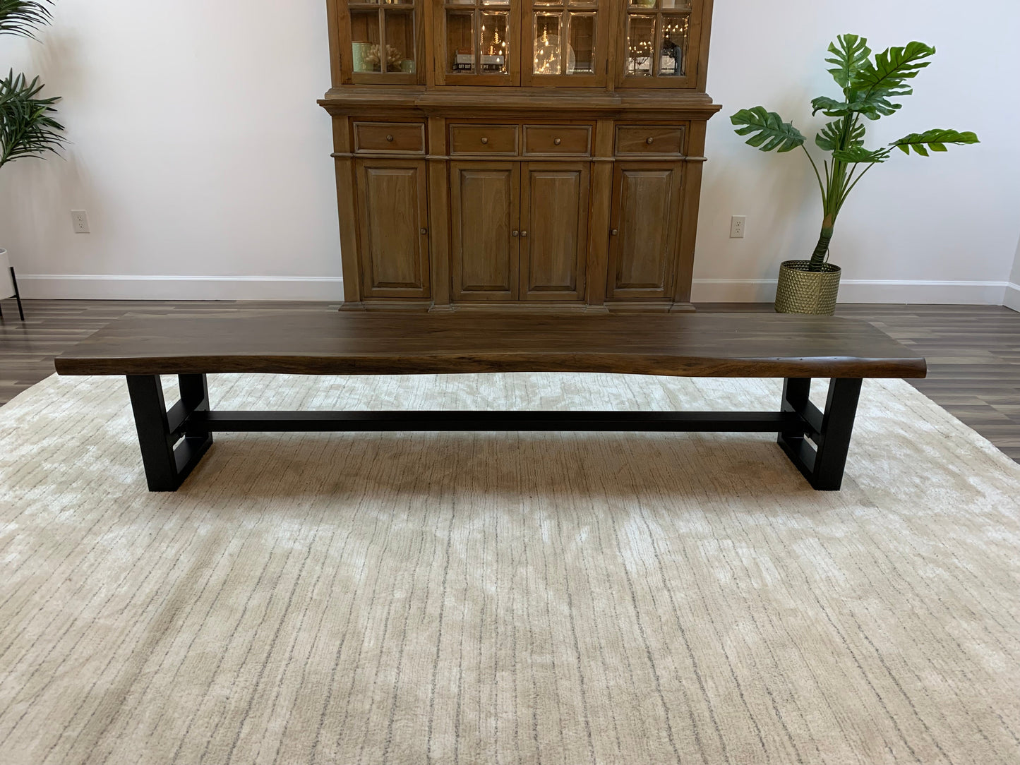 Malcolm 96" Acacia Live Edge Dining Bench - Natural + Black