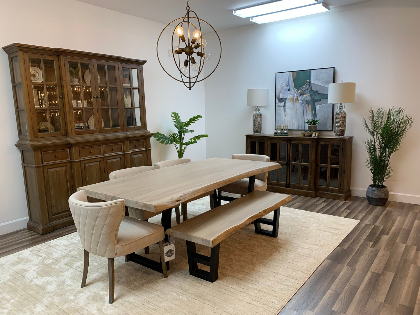 Malcolm Acacia 84" Live Edge Dining Table - New White Wash