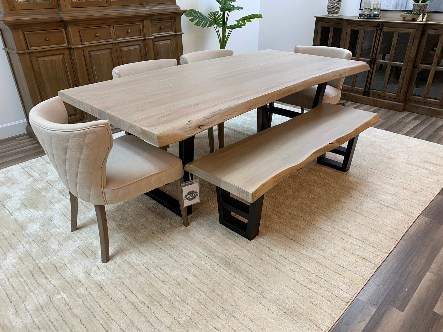 Malcolm Acacia 84" Live Edge Dining Table - New White Wash