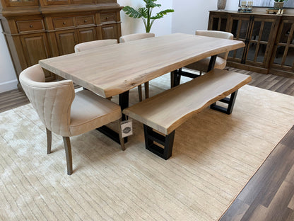 Malcolm Acacia 84" Live Edge Dining Table - New White Wash
