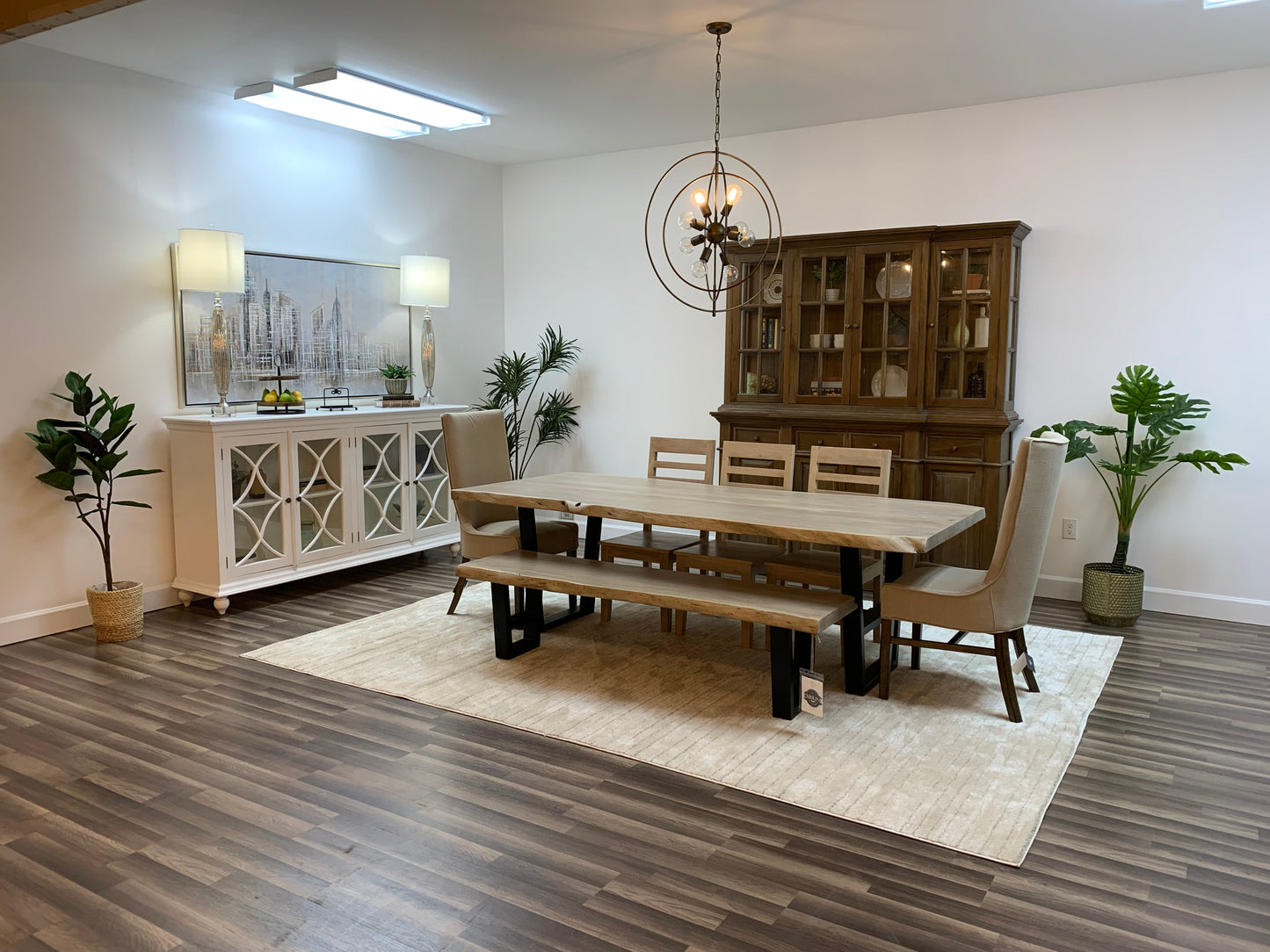 Malcolm Acacia 96" Live Edge Dining Table - New White Wash