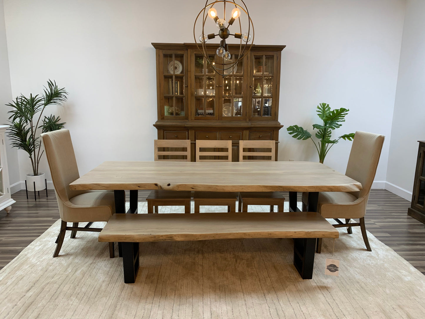 Malcolm Acacia 96" Live Edge Dining Table - New White Wash