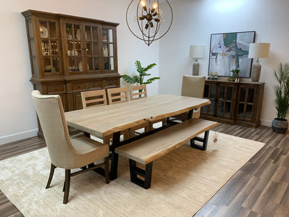 Malcolm Acacia 96" Live Edge Dining Table - New White Wash